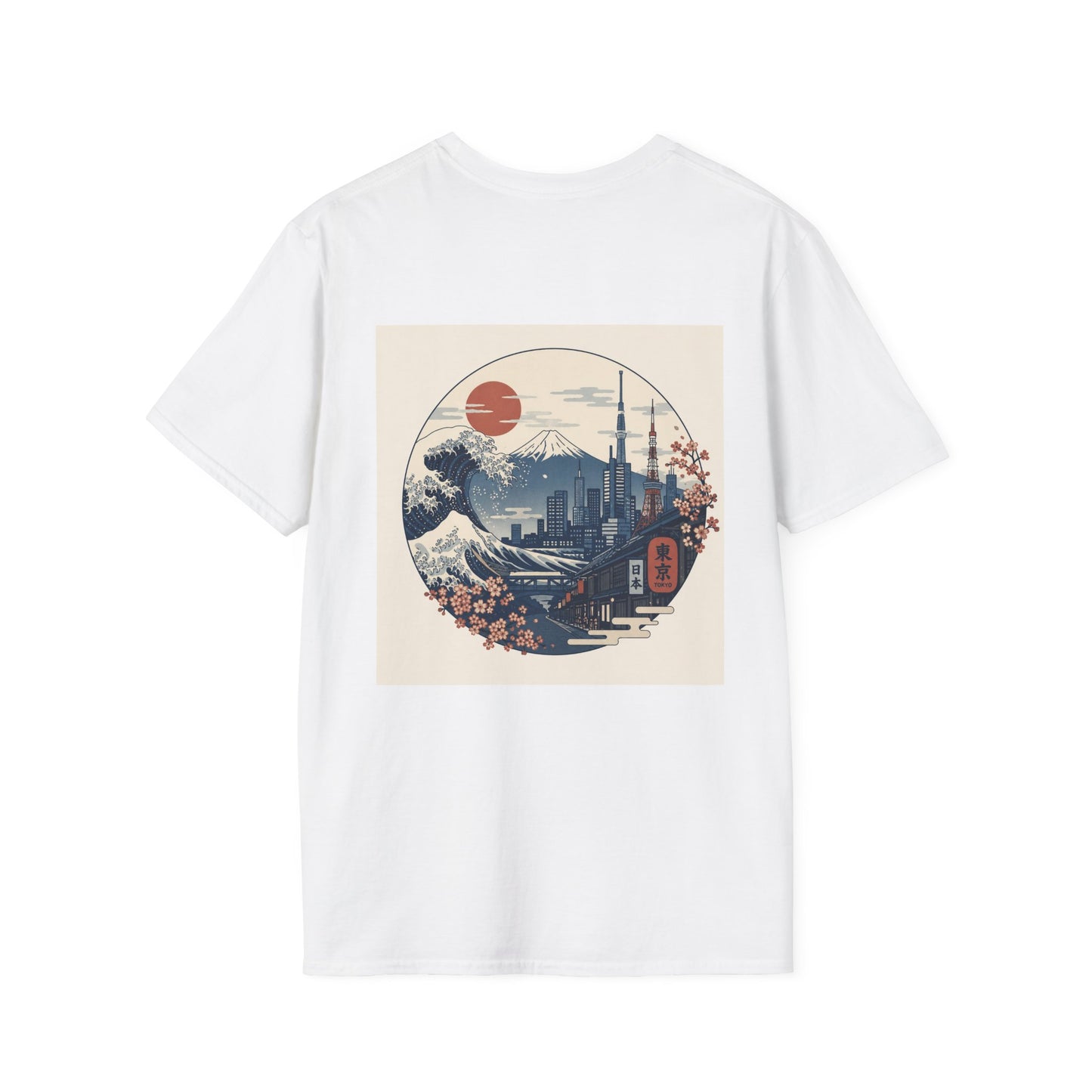 Japanese Landscape T-Shirt — Sakura, Mount Fuji & City Sunset Graphic Tee